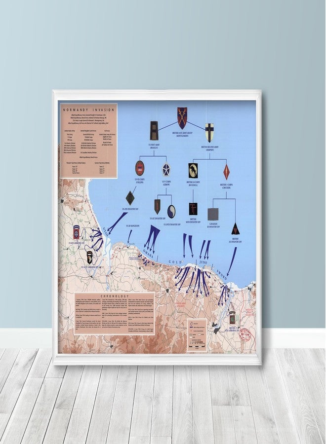 ArtCantHurtU 1944 World War 2 Map D-Day June 6th Normandy Military WWII History D Day Poster Wall Art Memorabilia Dday Omaha Beach Normandy Invastion Unframed (23"x30") - Image 3