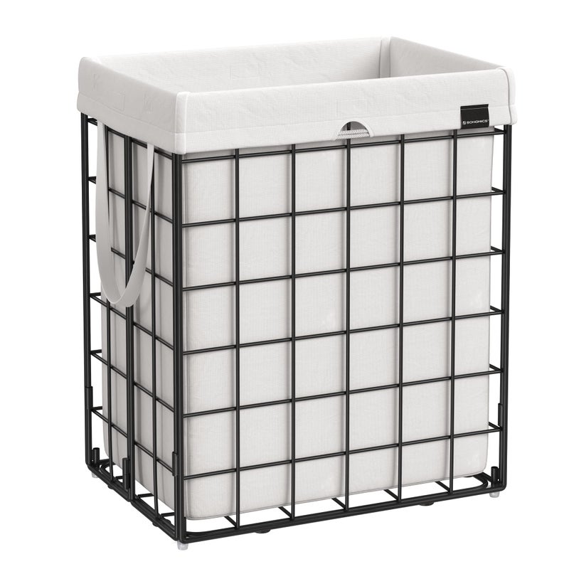 SONGMICS SONGMICS Laundry Hamper 238 Gal 90L Laundry Basket Collapsible Clothes Hamper Black and White ULCB190W01