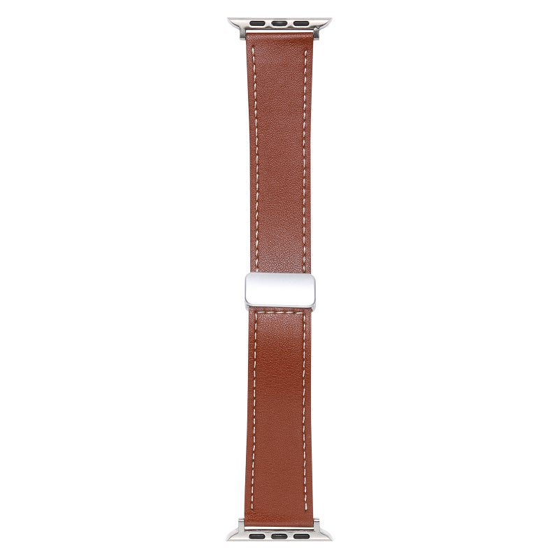 erorex For Apple Watch Serie 8 41Mm Magnetic Buckle  Feel Leather Watch Band(Brown) - Image 2
