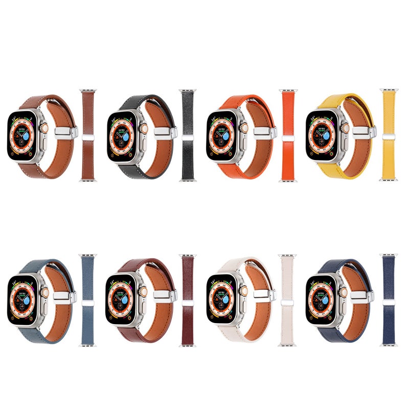 erorex For Apple Watch Serie 8 41Mm Magnetic Buckle  Feel Leather Watch Band(Brown) - Image 3