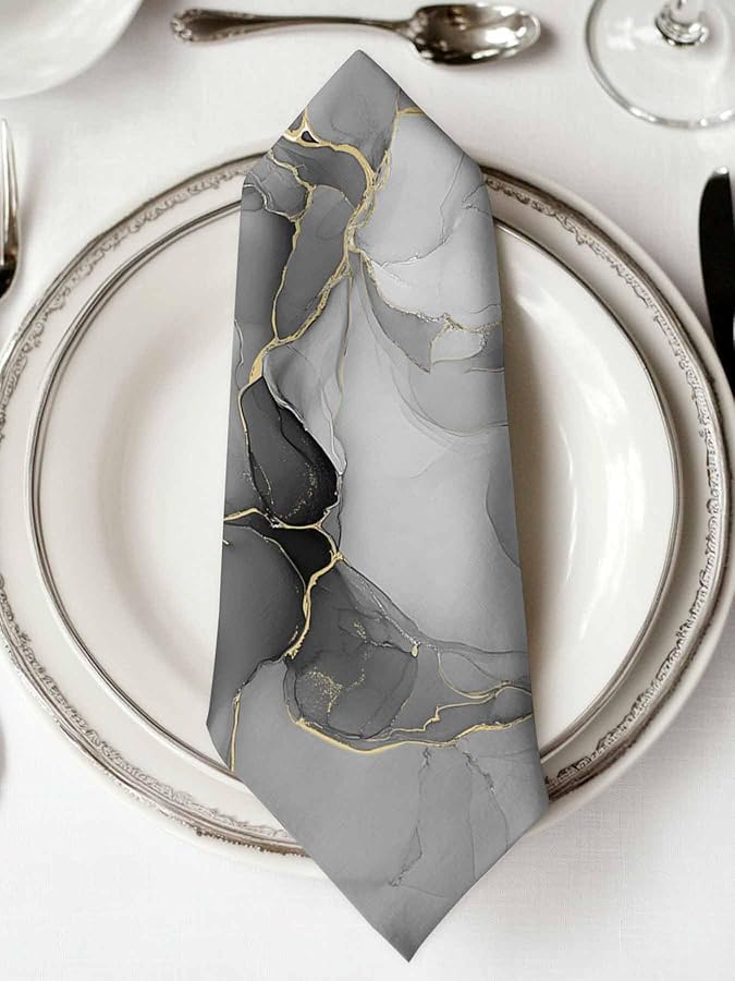 Gray Marble Cloth Napkins Set of 6 Washable Reusable 20x20 Inches Modern Minimalist Dining Decor - Image 3
