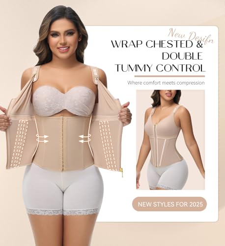 SHAPSHE Waist Trainer Corset for Women Tummy Control Sport Workout Body Shaper Vest for Postpartum Gym Zipper and Hooks Tan M - Image 3