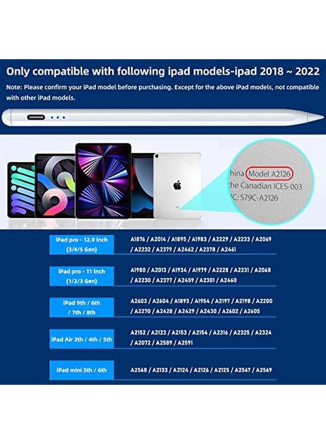 erorex Stylus Pen For Ipad 9Th And 10Th Gen Pencil 2Nd Generation 2X Fast Charge Pen For Ipad 2018 2023 Ipad Pencil For Ipad Pro 11 12.9 3 4 5 Gen Ipad Mini 5 6 Ipad 6 7 8 Ipad Air 3 4 5 White - Image 2