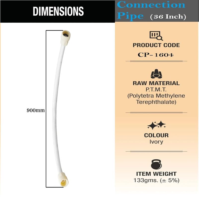 Cloudtail Cloudtail Connection PipeReplacement TubeHoseFlexibleLight Weight With BoltIdeal For KitchenBathroomHealth FaucetGeyserRo PourifierMaterial PtmtPlasticColor WhiteSize 36Set Of 1  - Image 4