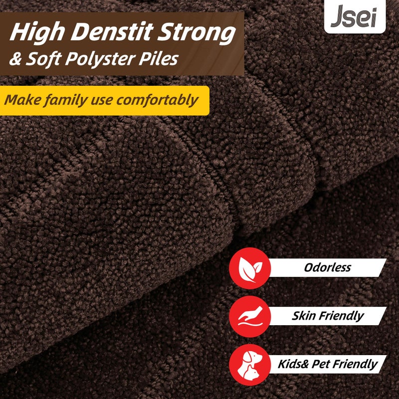 JSEI Entryway Rugs Doormat 32"x48", Non-Slip Dirt Trapper Door Mats Indoor, Washable Absorbent and Stain Resist Welcome Floor Mat for Front Door, Dog Door Mat, Muddy Wet Shoes & Paws, Brown - Image 4