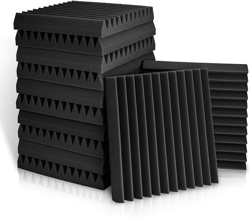 ATOOTFUSION Acoustic Panels, 2" X 12" X 12" Acoustic Foam Panels, Studio Wedge Tiles, Sound Panels wedges Soundproof Sound Insulation Absorbing Home and Office(Black) (Count 24) - Image 2