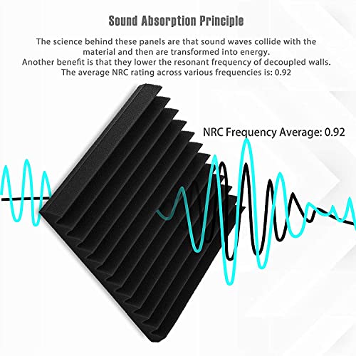 ATOOTFUSION Acoustic Panels, 2" X 12" X 12" Acoustic Foam Panels, Studio Wedge Tiles, Sound Panels wedges Soundproof Sound Insulation Absorbing Home and Office(Black) (Count 24) - Image 3