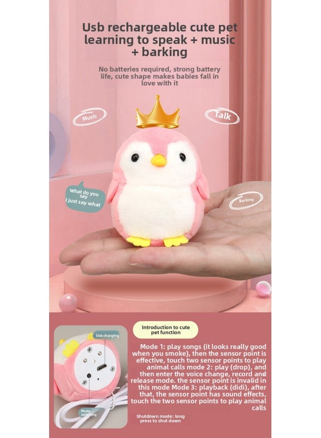 Children's Adorable Penguin Refrigerator Puzzle Play House Toy Light Music Talk Doll Girl Birthday Gift-Color:Q Meng Talking Penguin (single Doll)  - Image 1