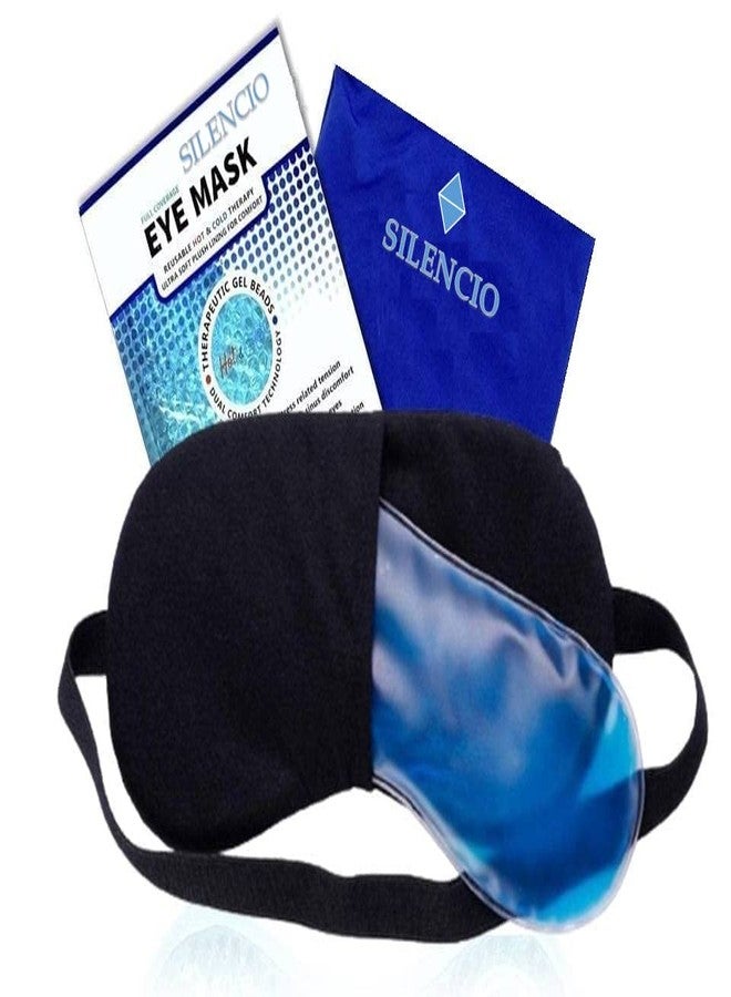 SILENCIO Mulberry Silk Eye Mask, Cooling Gel Relaxing Eye Mask for Dark Circles, Dry Eyes, Cooling Eyes, Pain Relief, Redness, Eye Patches, Sleeping Cool Pad Suitable for Men, Women Black - Image 1