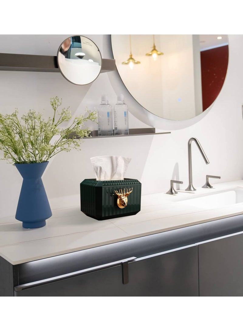 Excefore Rectangular Facial Tissue Holder, Decorative Cube Tissue Box Holder for Bathroom Bedside Table Dresser Office Car, Green - Image 3