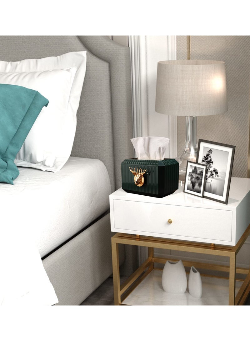 Excefore Rectangular Facial Tissue Holder, Decorative Cube Tissue Box Holder for Bathroom Bedside Table Dresser Office Car, Green - Image 4