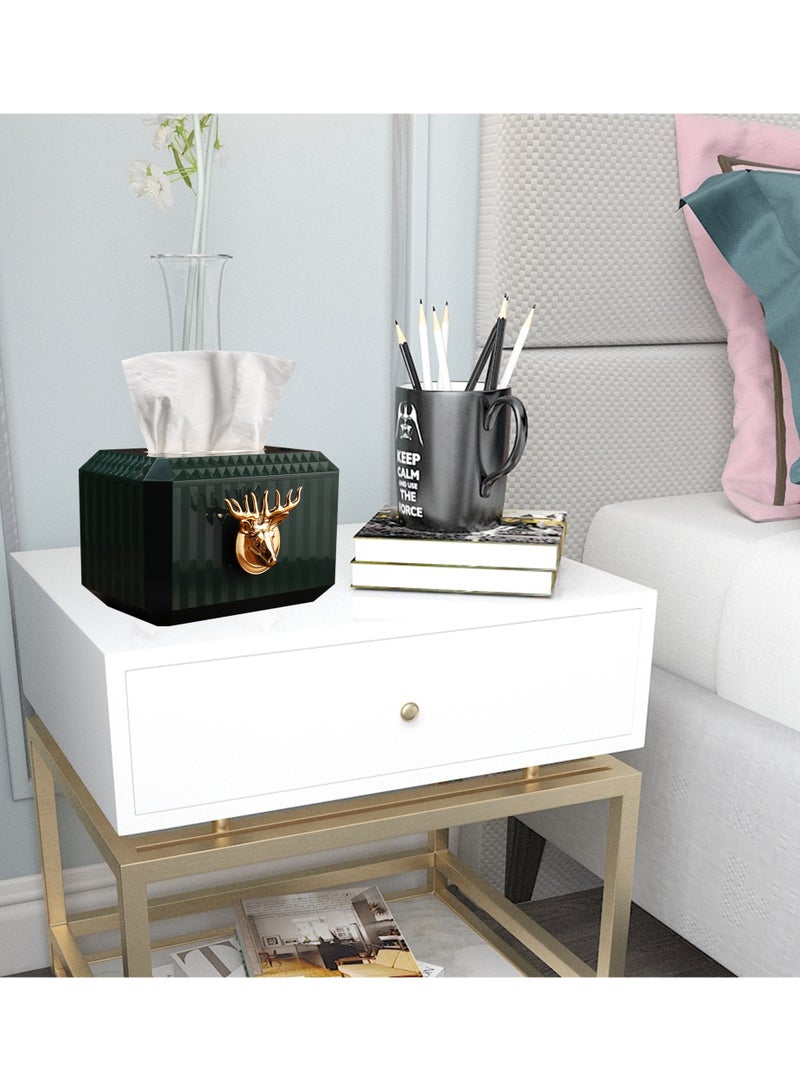 Excefore Rectangular Facial Tissue Holder, Decorative Cube Tissue Box Holder for Bathroom Bedside Table Dresser Office Car, Green - Image 5