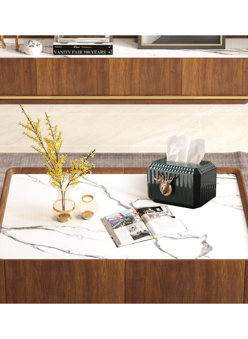 Excefore Rectangular Facial Tissue Holder, Decorative Cube Tissue Box Holder for Bathroom Bedside Table Dresser Office Car, Green - Image 2