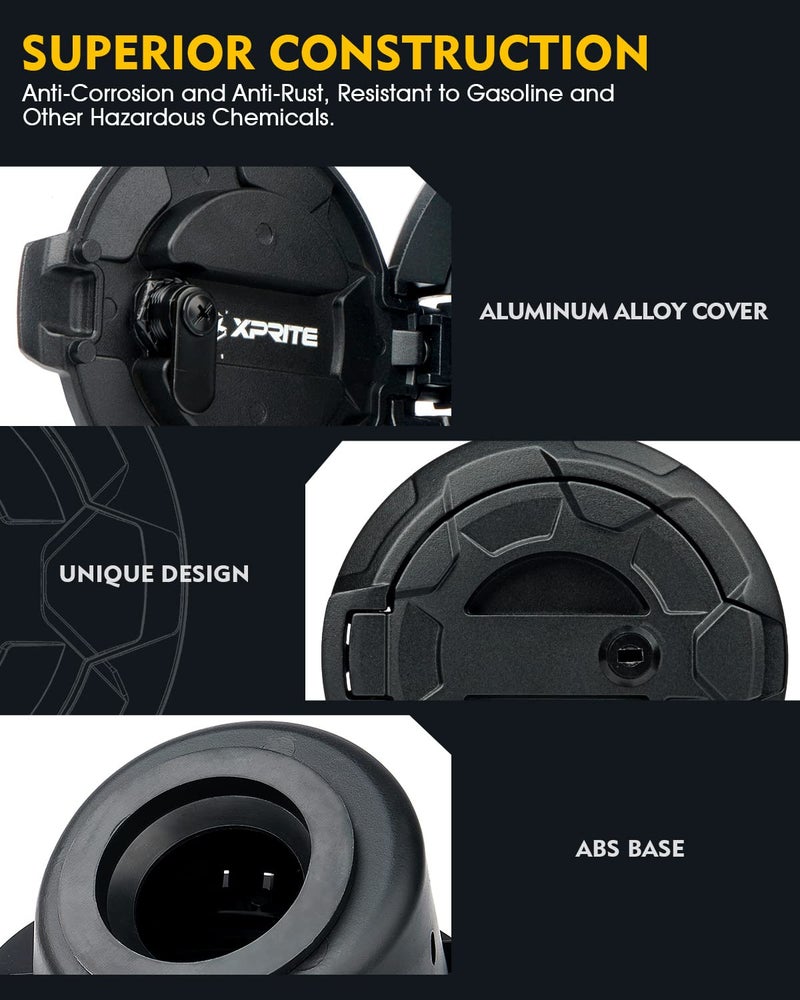 Xprite غطاء خزان الوقود Xprite مع غطاء باب تعبئة الوقود ملحقات متوافقة مع جيب رانجلر JK JKU Unlimited Sahara Rubicon Sport من 2007-2018 (بدون مفاتيح متضمنة) - Image 4