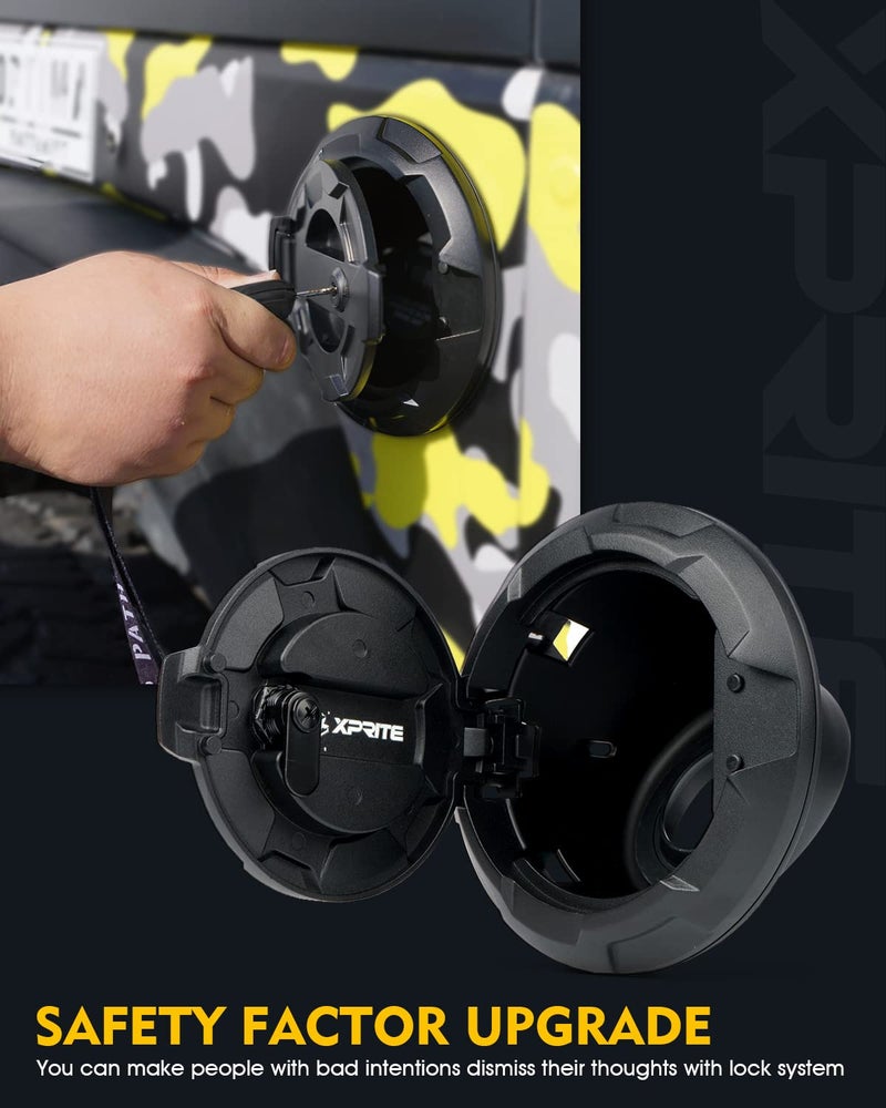 Xprite غطاء خزان الوقود Xprite مع غطاء باب تعبئة الوقود ملحقات متوافقة مع جيب رانجلر JK JKU Unlimited Sahara Rubicon Sport من 2007-2018 (بدون مفاتيح متضمنة) - Image 3