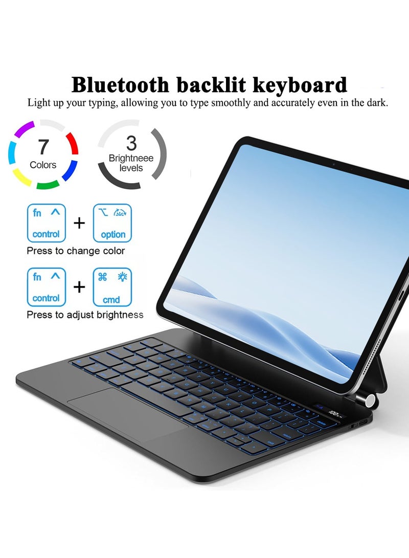 QPHWHFQ Keyboard Case for iPad Air 11 inch M2 M3 M4 iPad Pro 11 inch 1st to 4th Gen iPad Air 5th and 4th Gen with Backlit Keys Multi-Touch Trackpad Floating Cantilever Stand for Daily Use Office and Home - Image 5