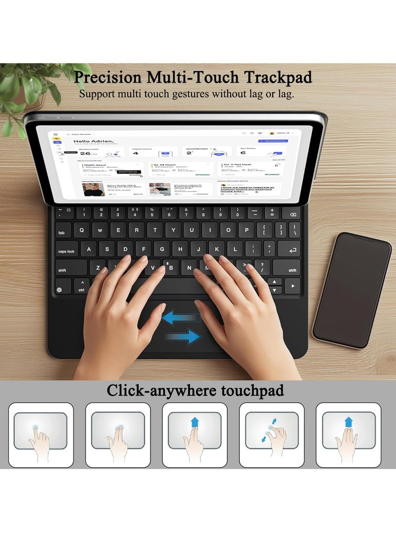 QPHWHFQ Keyboard Case for iPad Air 11 inch M2 M3 M4 iPad Pro 11 inch 1st to 4th Gen iPad Air 5th and 4th Gen with Backlit Keys Multi-Touch Trackpad Floating Cantilever Stand for Daily Use Office and Home - Image 3