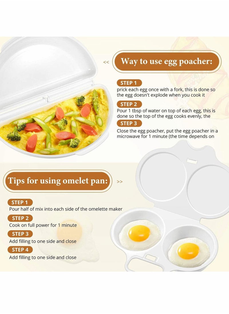 Egg Poacher and Omelet Pan for Microwave, 2 Cavity for Perfect Poached Eggs, Microwave Cookware Easy Eggs Set for Quick and Healthy Breakfast, Dishwasher Safe Non-Stick, Kitchen Essentials - Image 2