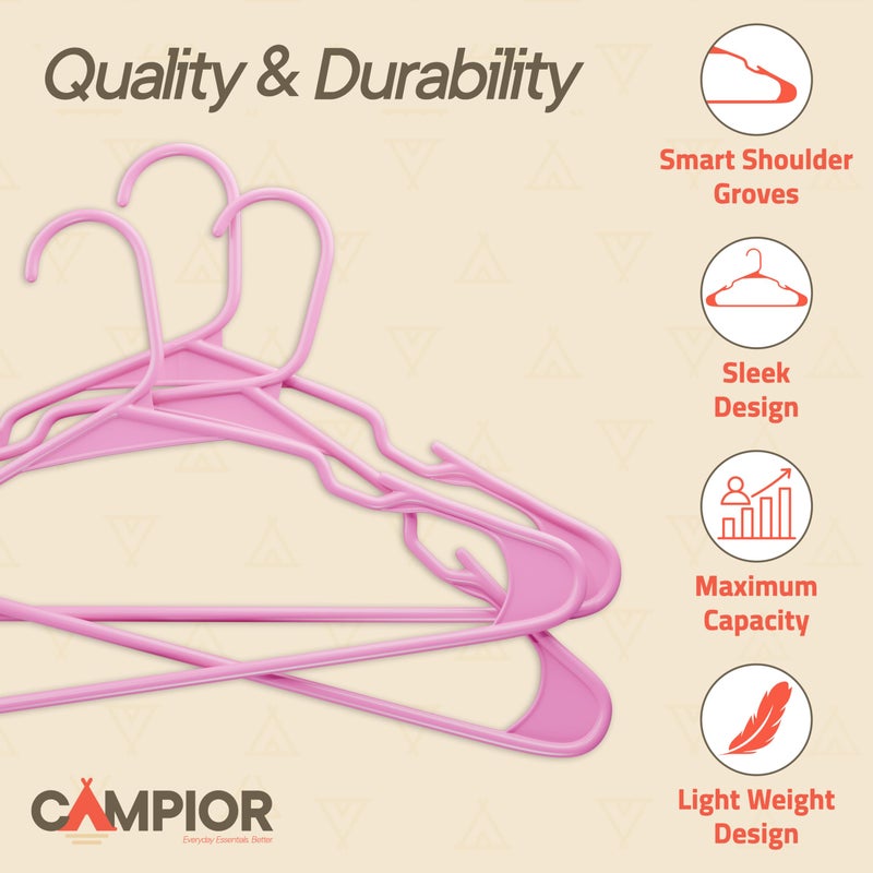 Campior Pink Plastic Hangers 20 Packâ€“ Heavy-Duty Plastic Hangers Slim and Space-Saving, Durable and Lightweight PP with Non-Slip Shoulder Notches for Slip Dresses, Suits, Jackets & Camisoles - Image 4