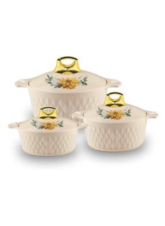 3 Pcs Casserole Hotpot Set Stainless Steel Insulated Hot Pot Food Warmer And Cold With Lid Keep Food Warm For Up To 4 Hours And Cold For Up To 6 Hours Serving Dish Roti Box Diamond Beige - pzsku/Z29EA4A028D92A1182E97Z/45/_/1739789547/6cb7f737-de64-4895-8945-5b8768a8c582