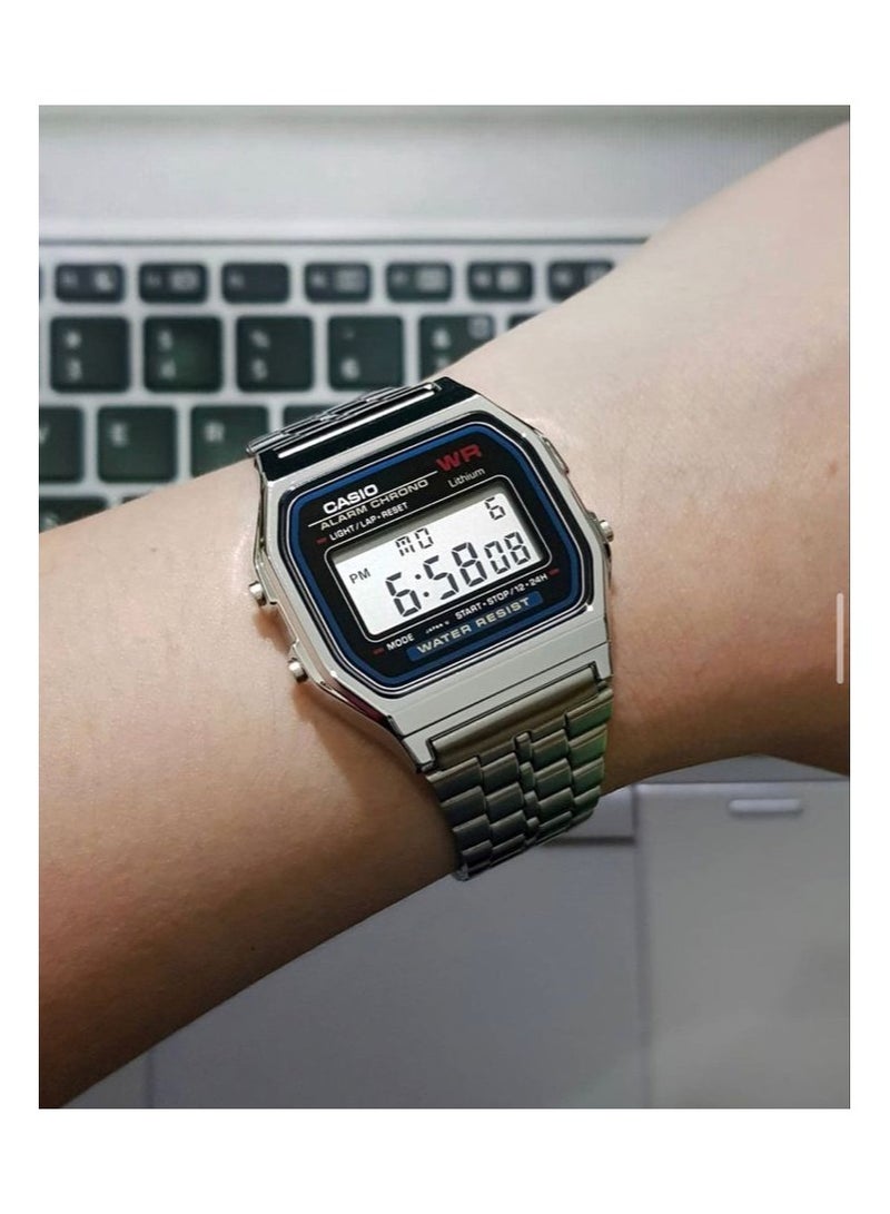 Casio Unisex Watch - A159WA-N1DF Grey Dial, Silver Band - Image 3