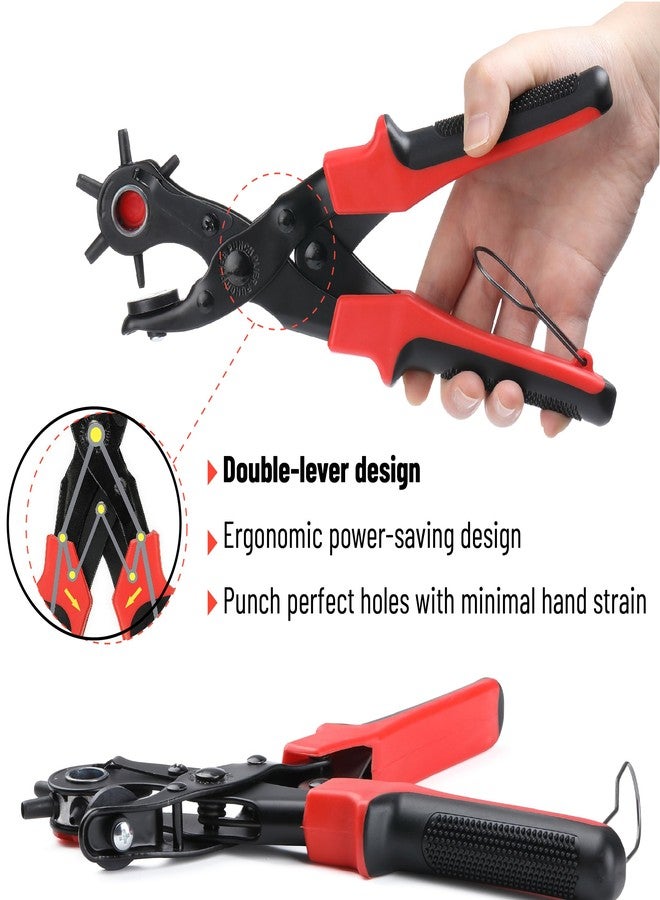 UNCO- Leather Hole Punch Tool, Multi Hole Sizes for Belts and Leather, red Colored - Image 4