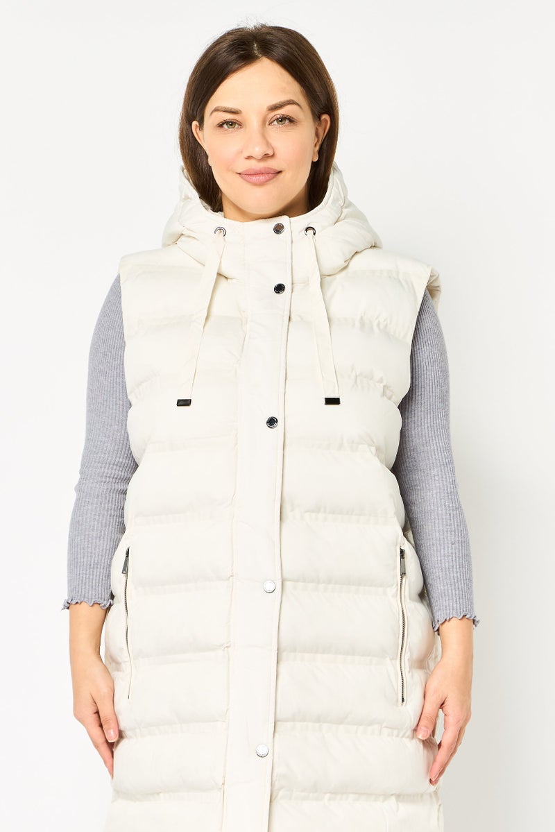 BCBGeneration Women Plain Vest Jacket, Ivory - Image 4