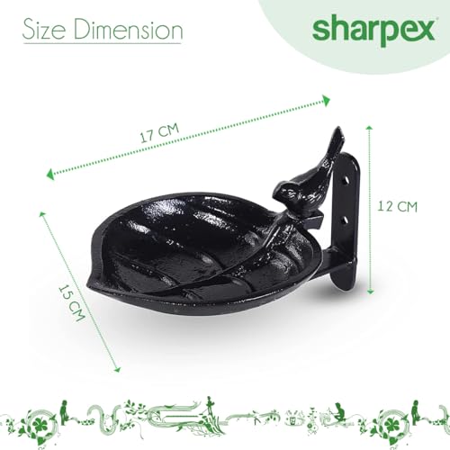 Sharpex Sturdy Steel Plant Hanger Bird Bath or Feeder, Cast Iron Wall Mount Bird Feeder Great for Attracting Birds (Black, 1) - Image 2