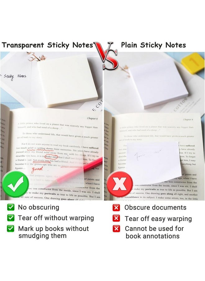 GLUN GLUN® 100 Sheets Transparent Sticky Note, Self-Sticky Note Pads, Clear Notes 7.5x7.5cm, Transparent Self-Adhesive Sticky Note, Perfect for Students & Other Field  - Image 2