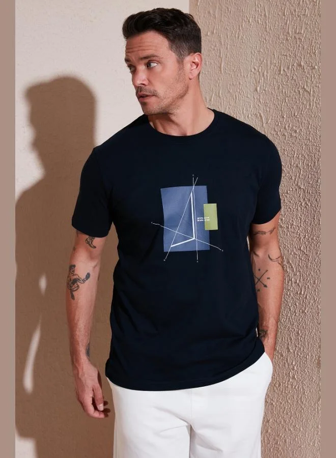 Buratti Buratti Printed Cotton Crew Neck Slim Fit T Shirt Men's T SHIRT 646R8040