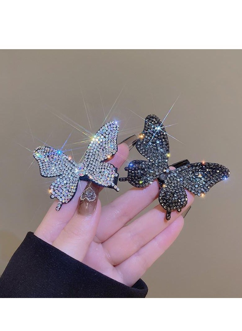 2 قطعة مصغرة حجر الراين الماس فراشة كليب - Image 1