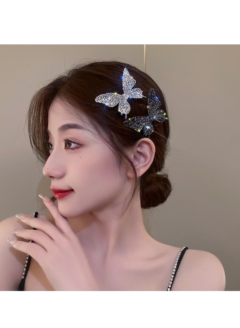 2 قطعة مصغرة حجر الراين الماس فراشة كليب - Image 3