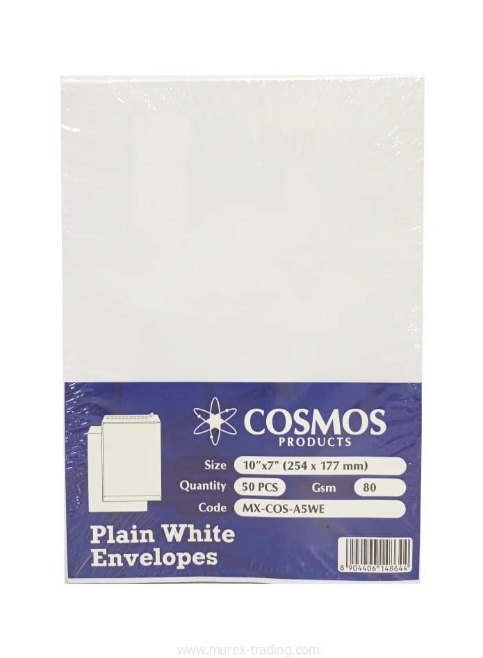 COSMOS Envelope (A5, White, Pack of 50 Pieces) - Image 1