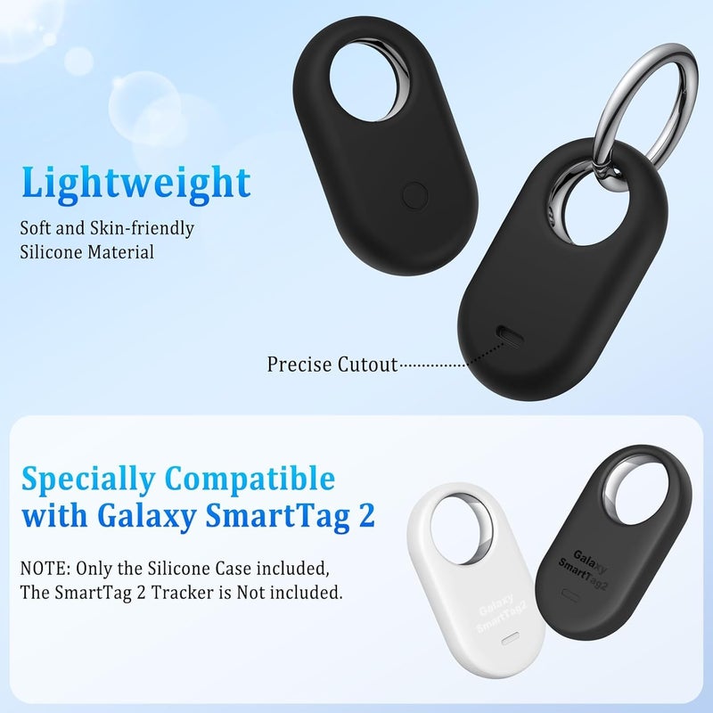 Cover For Samsung Galaxy Smarttag 2 2023 Tracker Locator Silicone Protective Case For Galaxy Smart Tag 2 Anti Lost Protector Cover Shell Black - Image 1