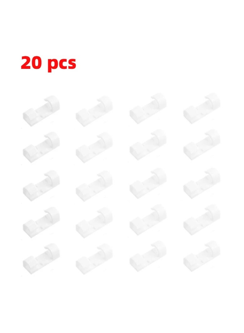 20-Piece Self-Adhesive Cable Organizer White  - Image 3