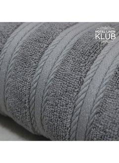 Hotel Linen Klub Hotel Linen Klub PACK of 2 Bath Towel - 100% Cotton 600 GSM Terry, Super Soft Quick Dry Highly Absorbent Dobby Border Ring Spun, Size: 70 x 140cm, Silver  - Image 4