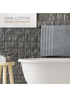 Hotel Linen Klub Hotel Linen Klub PACK of 2 Bath Towel - 100% Cotton 600 GSM Terry, Super Soft Quick Dry Highly Absorbent Dobby Border Ring Spun, Size: 70 x 140cm, Silver  - Image 3