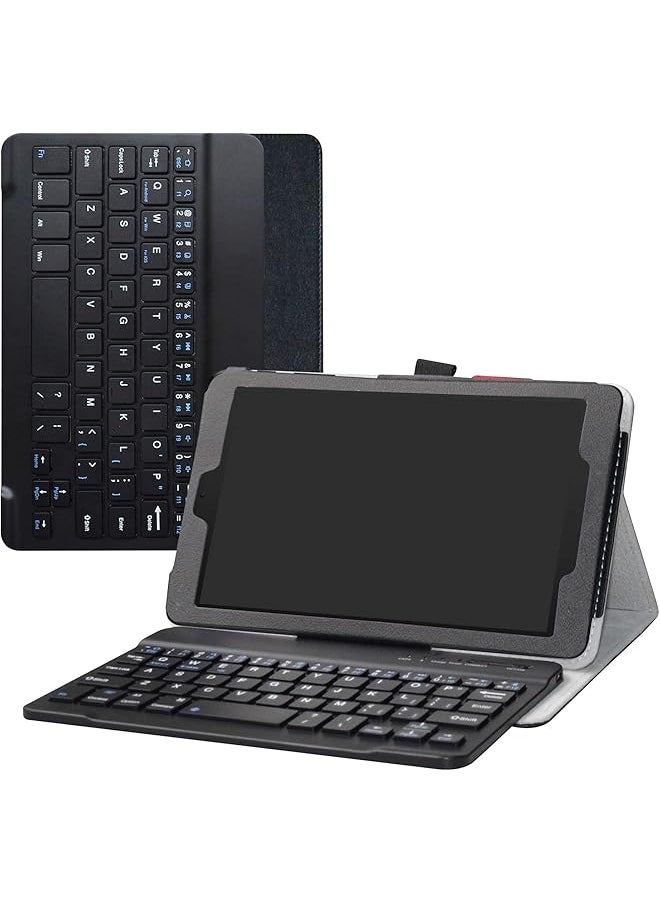 erorex - Alcatel Joy Tab Keyboard Case Slim Stand Pu Leather Cover With Romovable Wireless Keyboard For T Mobile Alcatel Joy Tab 2019 Alcatel 3T 8 Inch 2018 Tablet Black - Image 1