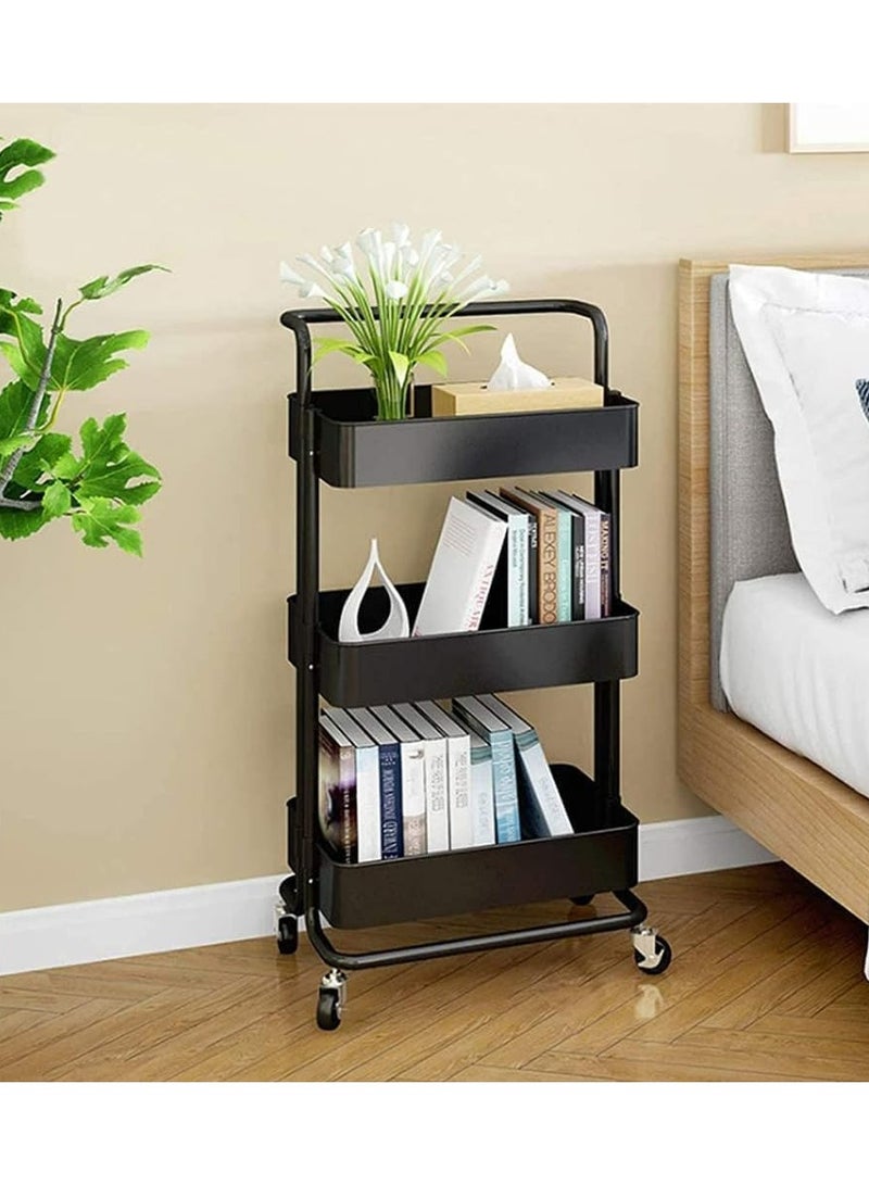 DubaiGallery 3-Tier Rolling Utility Cart, Storage Organizer Carts Shelves, Multifunction Storage Trolley, Craft Roller with Lockable Wheels,Easy Assembly for Bathroom,Kitchen,Office - Image 2