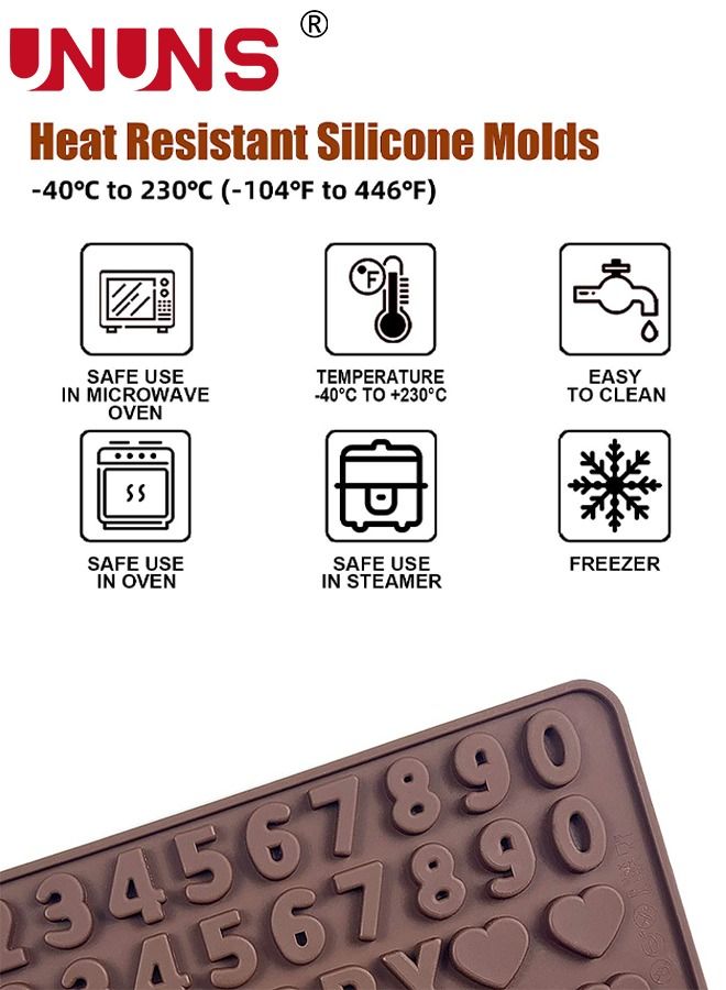 UNUNS 2 Pcs Silicone Letter Mold And Number Chocolate Molds,Non-Stick Letter Chocolate Mold,Happy Birthday//Numbers/Symbols Mold,Cake Decorations/Chocolate/Fondant/Gummies Decorating Silicone Tray  - Image 4