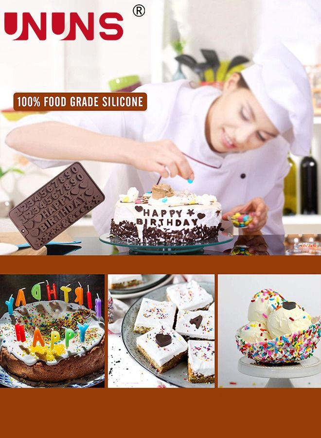 UNUNS 2 Pcs Silicone Letter Mold And Number Chocolate Molds,Non-Stick Letter Chocolate Mold,Happy Birthday//Numbers/Symbols Mold,Cake Decorations/Chocolate/Fondant/Gummies Decorating Silicone Tray  - Image 3