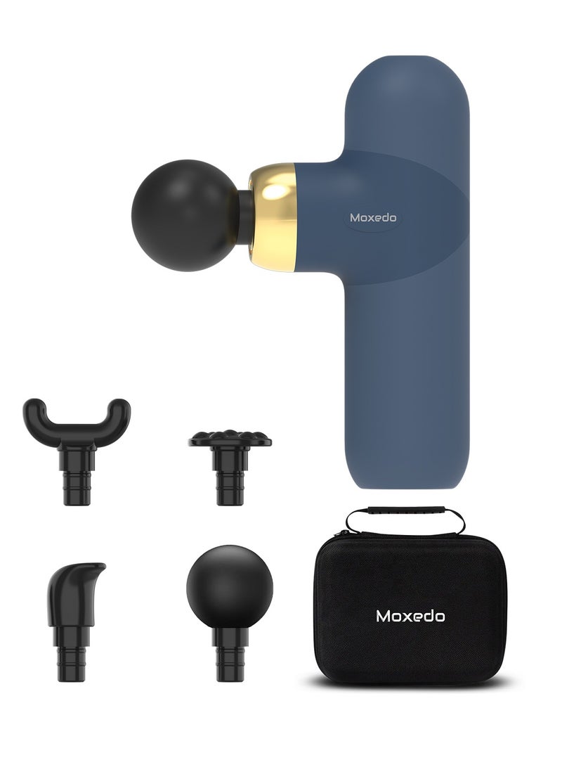 Moxedo Multi-function Muscle Pro Massager Portable Cordless Handheld Percussion Gun Deep Tissue Massager with 4 Interchangeable Massage Heads (Navy Blue) - Image 1