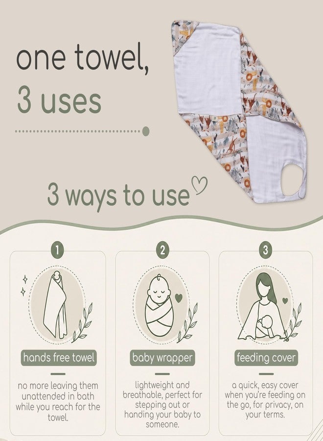 Cocoon Care Bamboo Muslin Cotton Premium 3-in-1 Baby Towel Wrap | Swaddle Wrap & Nursing Cover |3-Layer Ultra-Soft & Breathable Muslin | 35 x 35 Inch |Forest - Image 3