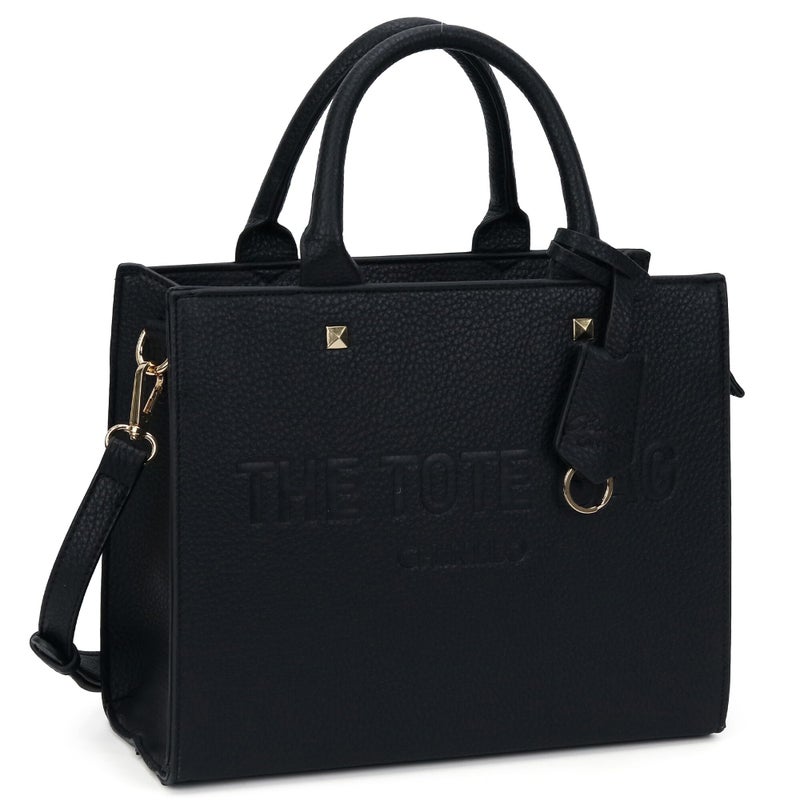 Chinllo Tote Bag for Women Top Handle Satchel Purse and Handbags with Shoulder Strap (D.Black-M) - Image 1