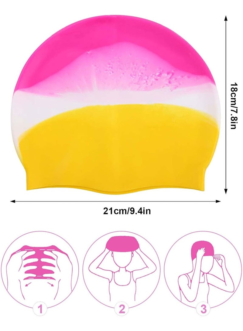 رونق قبعة سباحة  للنساء والرجال مصنوعة من السيليكون، قبعة سباحة مرنة ومريحة، مناسبة للشعر الطويل والقصير، قبعة سباحة للأطفال واليافعين للجنسين.بمواد عالية الأداء وشكل هيدر و ديناميكي مقاس واحد يناسب الجميع للبالغين - متعدد الألوان-قبعه سباحه -مستلزمات البحر وحمام السباحه - Image 2