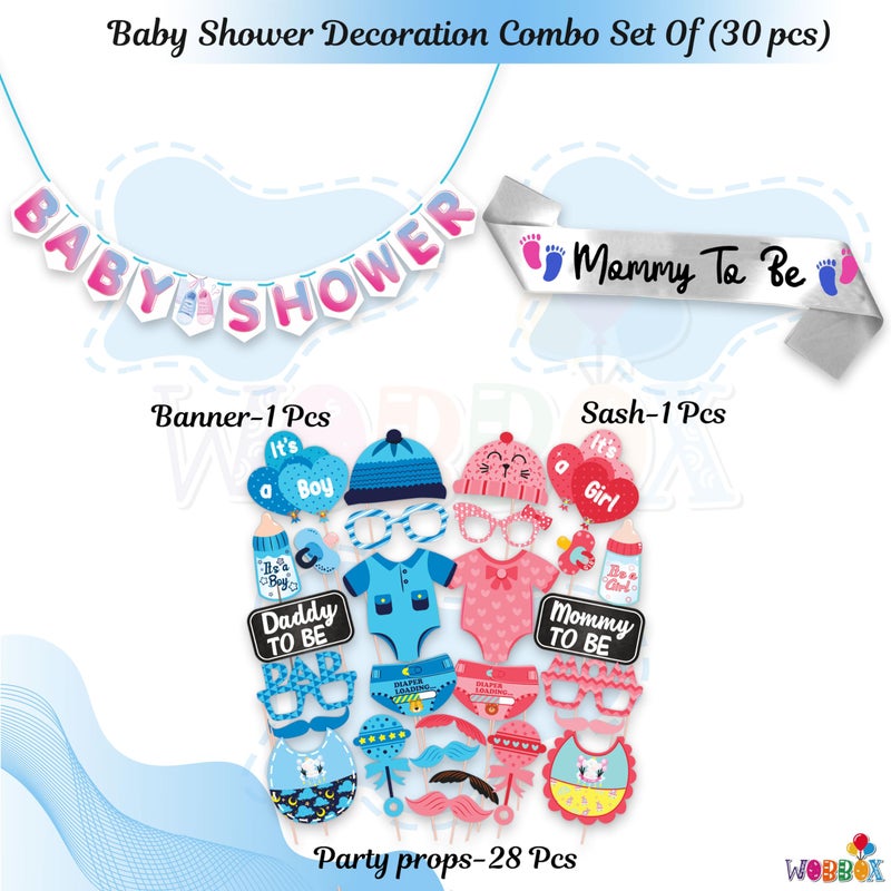 WOBBOX Wobbox Baby Shower Decoration Items| Baby Shower Ceremony Photo Booth Props for Photoshoot, Baby Shower Banner& Mom to Be Sash, Godh Bharai Ceremony Decoration Kit-(FP4691)  - Image 2