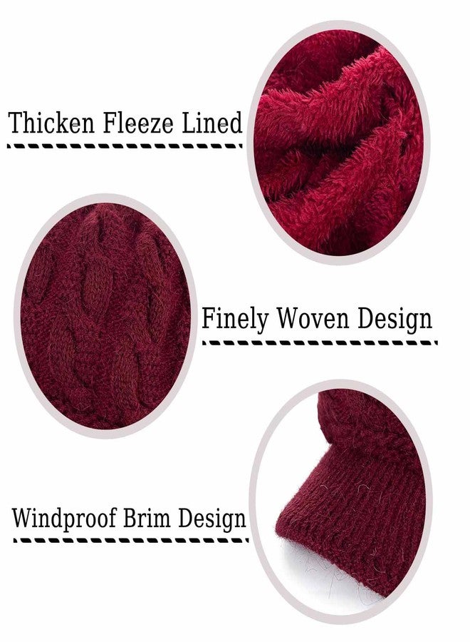 Aksod Winter Hats Knitted Beanie Hat with Visor Slouchy Skull Hat Warm Beanie Cap Headwear for Women (US, Alpha, Small, Medium, Dark Red) - Image 4