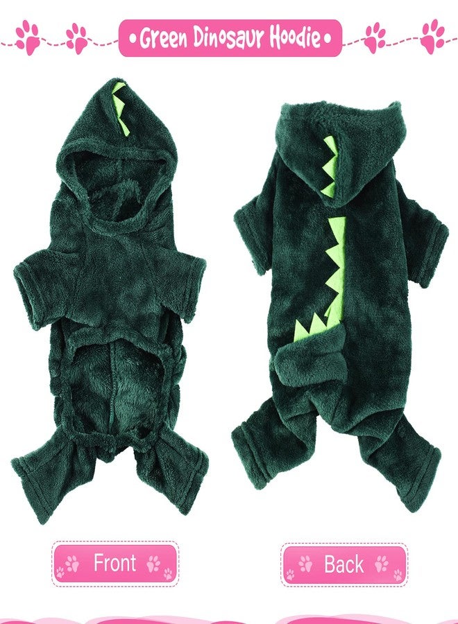 كويكاي زي تنكري لطيف للكلاب من قطعتين من كويكاي، ملابس للهالوين، ملابس للقطط، زي خنزير وردي، تصميم ديناصور، ملابس للجراء، هودي دافئ، ملابس تنكرية للجراء والقطط الصغيرة (صغير) - Image 4