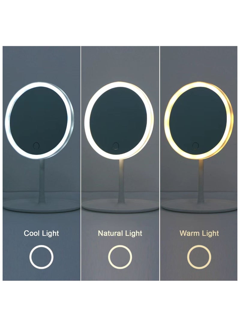 Smart LED Makeup Mirror with Touch-Control, USB Rechargeable, 3 Color Lights Adjustable - Image 4