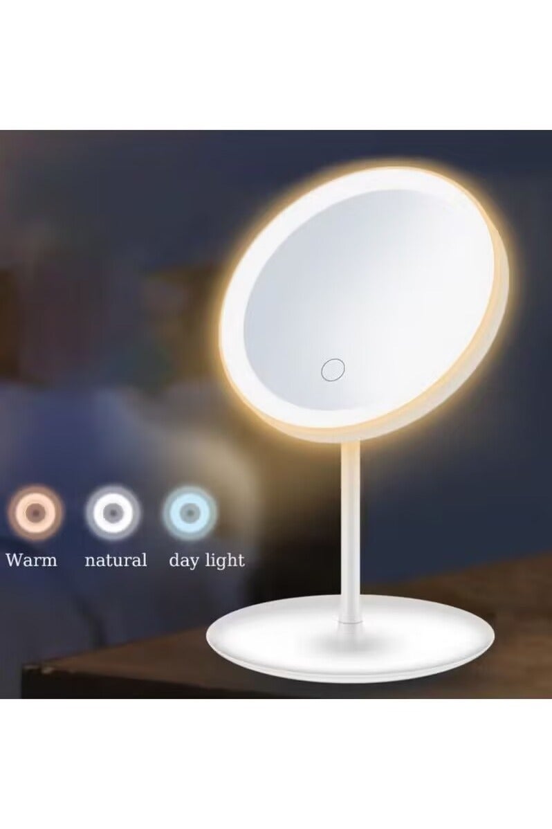 Smart LED Makeup Mirror with Touch-Control, USB Rechargeable, 3 Color Lights Adjustable - Image 2